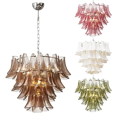 Murano style glass feather chandelier