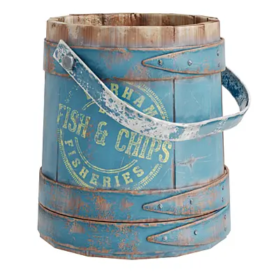 Vintage Wood Painted Bucket