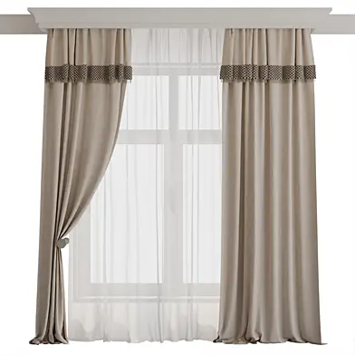 Curtains with fringe and tulle 155 corona