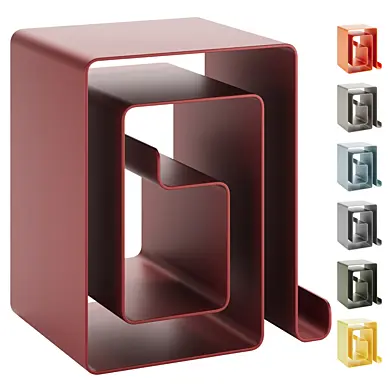Modern Bedside Table Set 08 Folded Metal