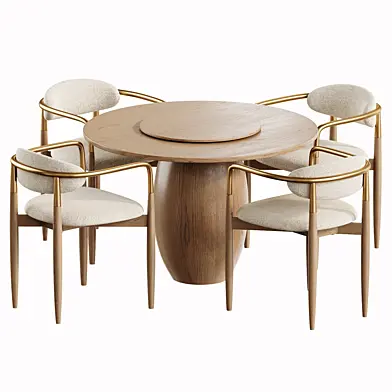 Barune Leather Dining Armchair and table