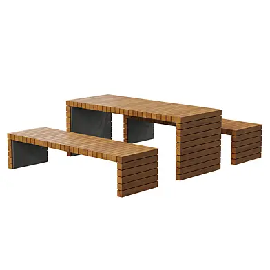Уличная скамейка со столом P03 / Urban environment