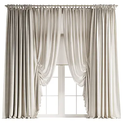 Tie Top Draped Curtains w Roller Blind
