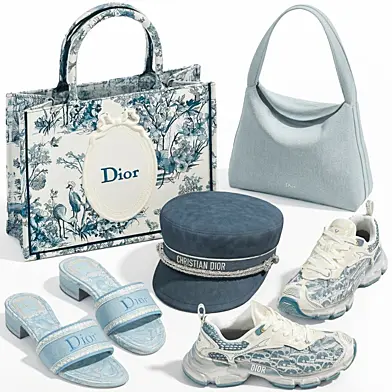 Декоративный набор минимализм обувь женские шлёпанцы Christian Dior кроссовки сумка кепка шапка. Коллекция 198.