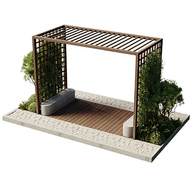 Urban Environment - Urban Furniture Bench with Plants Set 70 vray
