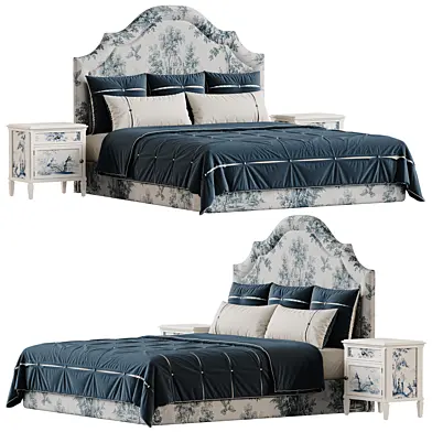 Кровать с фигурным изголовьем в стиле Toile de Jouy