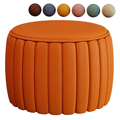 Round leather pouf