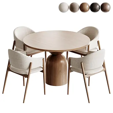 Scaun Gri Tapitat ALBA and Dining Table