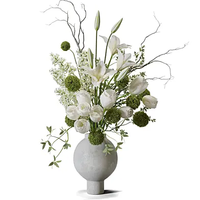Flower Set 189 White Lily Tulip Delphinium Bouquet