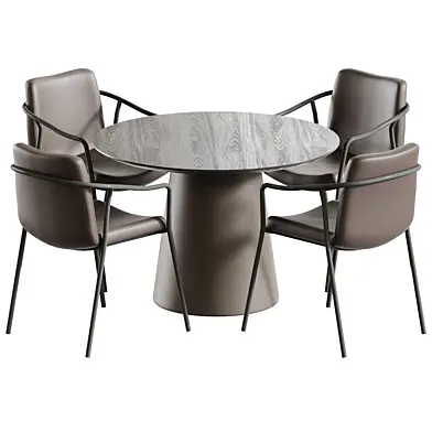 Tate Chair Eco leather Beige and lagen table