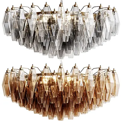 Murano Faceted Transparent Smoked Glass Chandelier