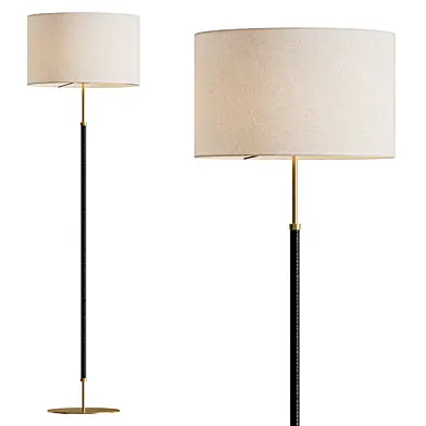 Jihana Brass Metal Linen Floor Lamp