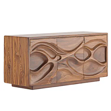 Handcrafted Sculptural Christmas Solid Wood Sideboard