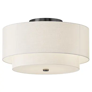Textile  Nickel Ceiling Light with White Tiered Shade