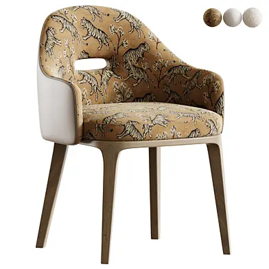 Curved Enveloping Solid Wood Arm Dining Chair