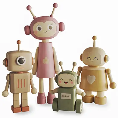 Cute Wooden Robots