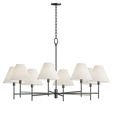 Myers Ridgewood 6 Light Dining Room Chandelier With White Linen Shade