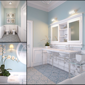 Визуализация ванной комнаты в стиле американской классики