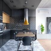 Kitchen in black tones