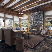 Log house interior