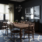 Dark dining room