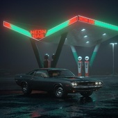 Neon Gas Station