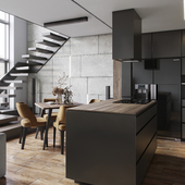 BLACK and  GRAY apartment( сделано по референсу )