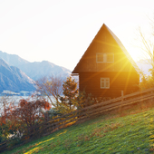 House by the mountainside.