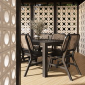 Summer pergola with breeze-blocks, archviz