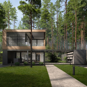 House in a pine forest