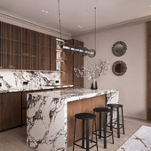 Kitchen-living room. Frosted Amber