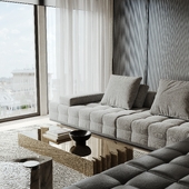 Living room with kitchen