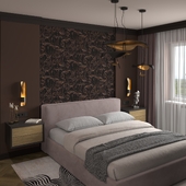 bedroom in terracotta tones