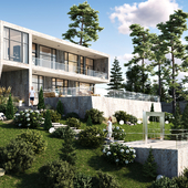 Концепт загородного дома. Экстерьерная визуализация.