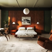 Спальня в стиле mid century(сделано по референсу)