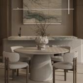 Визуализация интерьера большой кухни