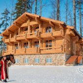 Визуализация загородного коттеджа в зимнем антураже