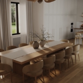 Warm Serenity: Kitchen & Living Open Space