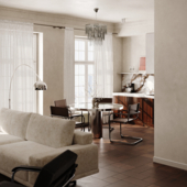 Визуализация кухни-гостиной