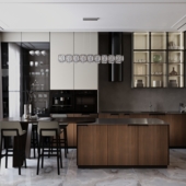 Kitchen with glass elements