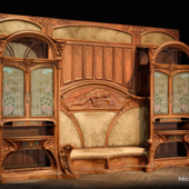 Банкетка в стиле Ар Нуво с витринами