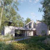 PRIVATE HOUSE IN A BIRCH FOREST