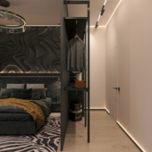DARK TAPE & SLAB — Modern Eclectic Bedroom & Open Closet