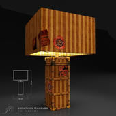 Striped travel trunk style table lamp