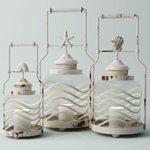 Frosted Globe Shell Lantern Set