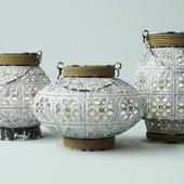 White Metal Lantern Set