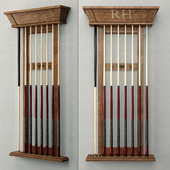 RH/ BRUNSWICK VINTAGE 1906 BILLIARDS TABLE CUE RACK