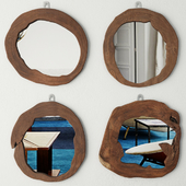 Teak Wood Mirror Set