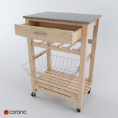 Granite Top Kitchen Cart - Natural Base