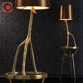 GIRAFFE LAMP. IRON TRIPOD TABLE